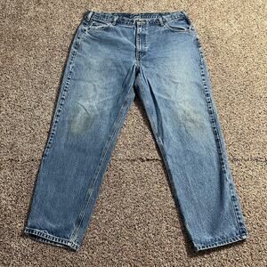 Carhartt B17 DST Jeans Mens 42x32 Blue Relaxed Fit Denim Workwear Distressed